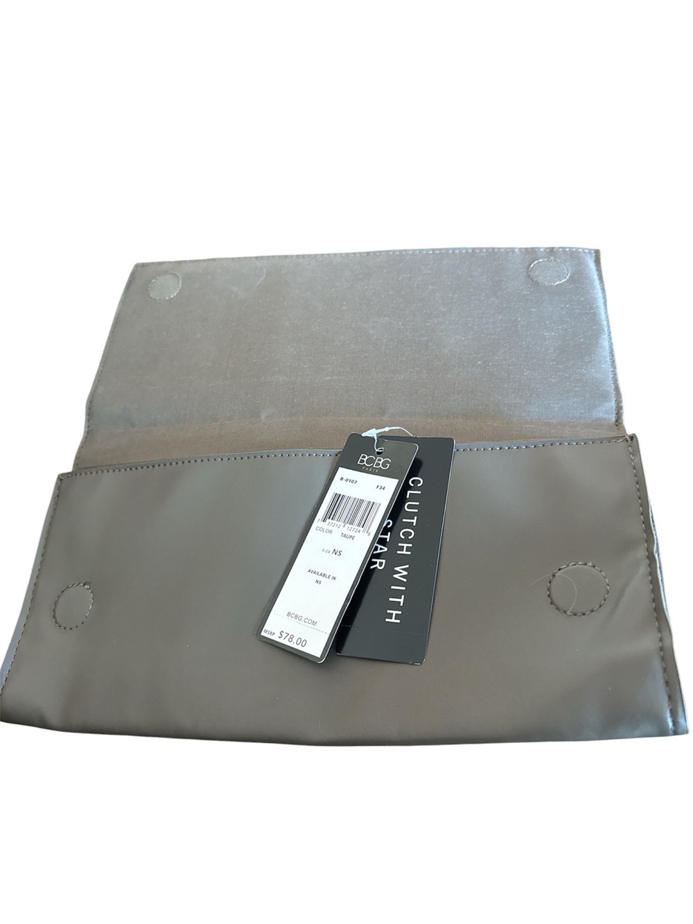 BCBG Paris Studded Gray Envelope Clutch with Magnetic Closure - Picture 2 of 5